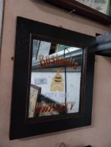 Framed Bushmills Irish Whiskey advertising mirror. {34 cm H x 39 cm W}.