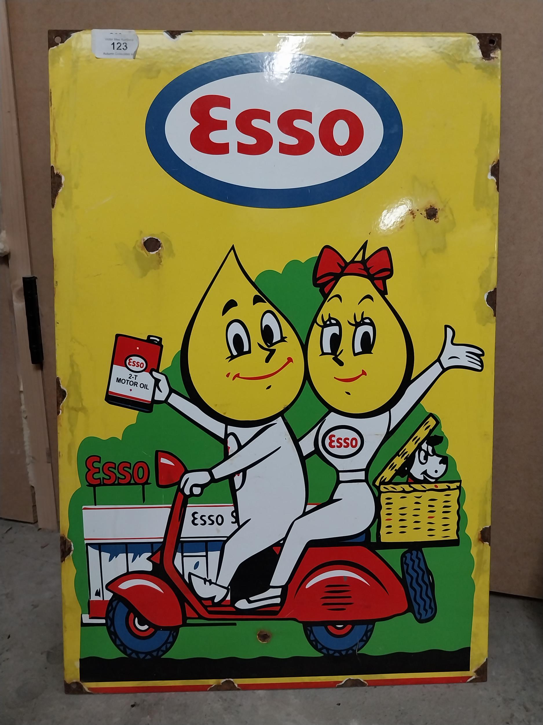Esso enamel advertising sign. {60 cm H x 40 cm W}.