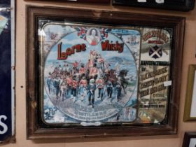 1970's Lorne Whisky Greenlees Brothers Distillers advertising mirror. {55 cm H x 67 cm W}.