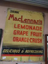 Drink MacLennan's Lemonade tin plate advertising sign. {73 cm H x 60 cm W}.