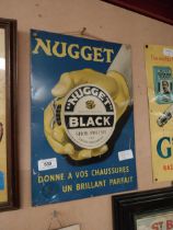 Nugget Black Shoe Polish tin plate sign. {37 cm H x 25 cm W}.