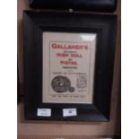 Gallagher's Irish Roll and Pigtail tobacco advertising print in wooden frame. {30 cm H x 24 cm W}.