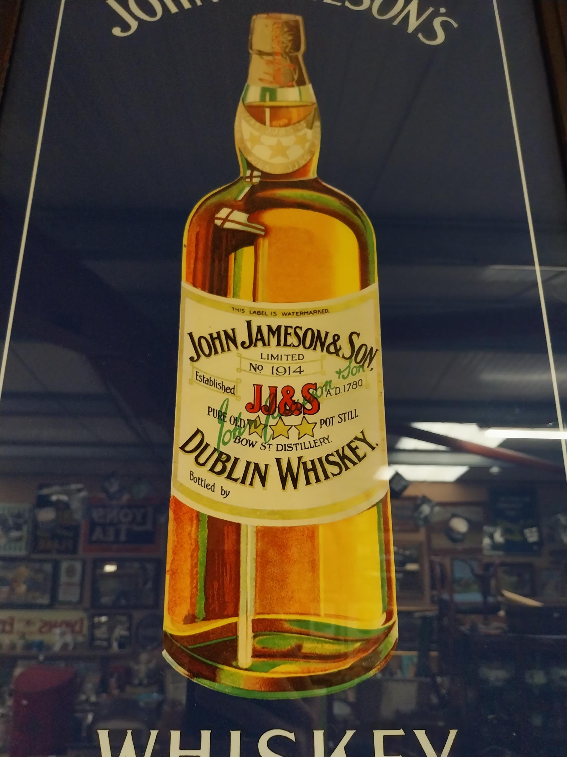 John Jameson's Whiskey print in stamped oak frame. {74 cm H x 49 cm W}. - Image 4 of 6