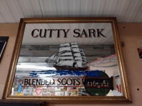 Cutty Sark Blended Scots Whiskey framed mirror. {45 cm H x 53 cm W}.