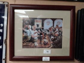 Framed Guinness interior pub scene. {30 cm H x 35 cm W}.