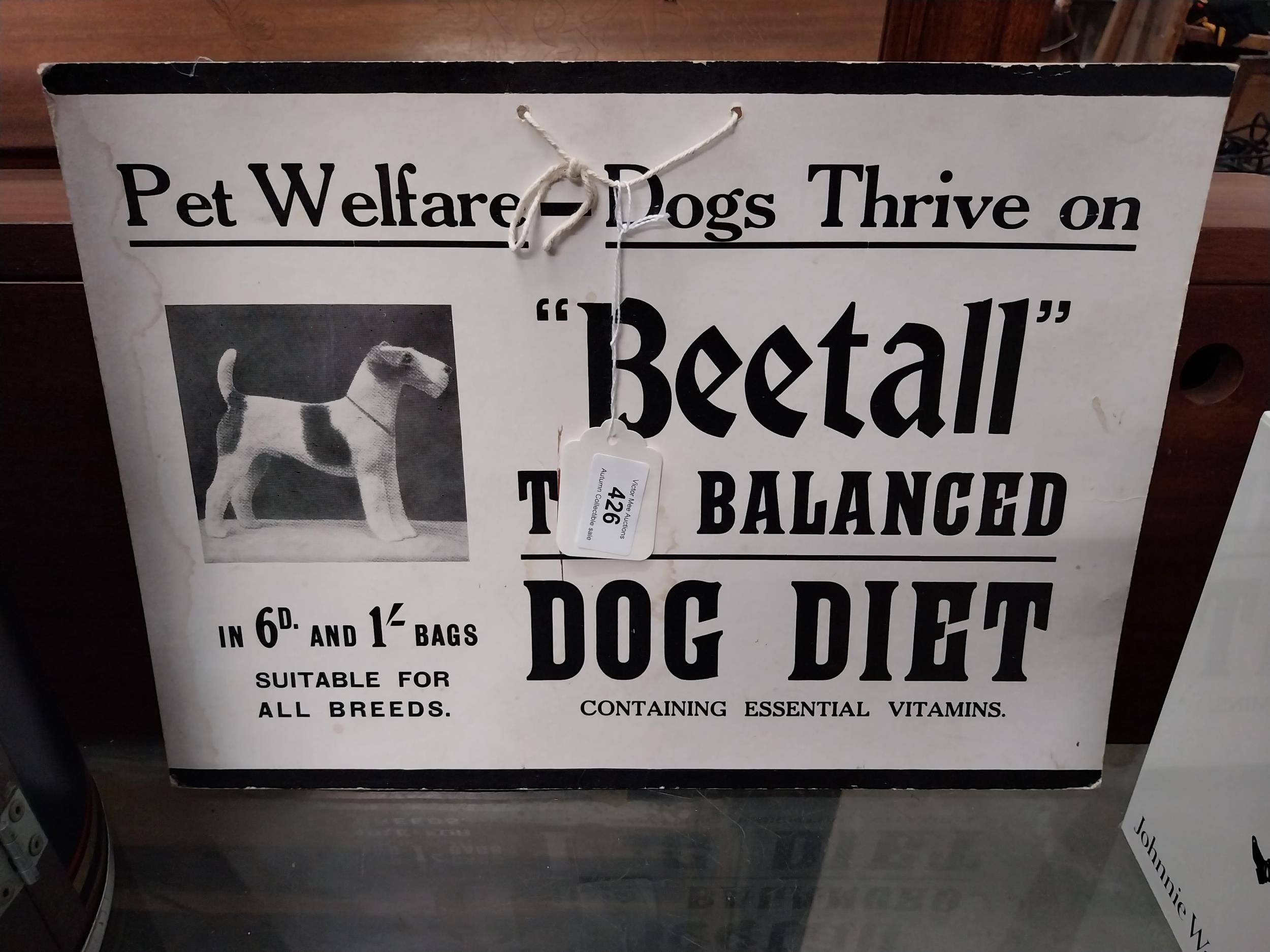 Beetall The Balanced Dog Diet cardboard showcard. {27 cm H x 38 cm W}. - Image 4 of 4