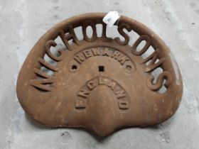 19th C. Nicholson's Newark England cast iron machine seat. {42 cm W x 43 cm D}.