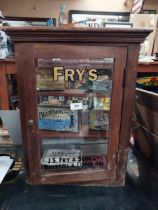 Fry's mahogany shop counter display cabinet. {54 cm H x 22 cm W x 18 cm D}.