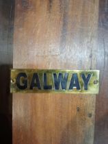 Galway brass wall plaque {H 4cm x W 15cm }.