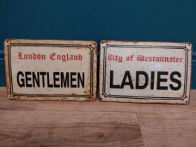 Two City of Westminster Ladies and Gentlemen metal signs. {20 cm H x 30 cm W}.