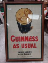 Guinness As Usual framed linen advertising sign {82 cm H x 52 cm W}.