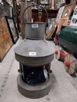Early 20th C. galvanised metal Masthead Ship's lantern with original blue and red glass. {48 cm H