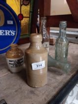 Two stoneware bottles, Hamilton torpedo bottle, Thwaites of Dublin and Guinness bottle Wicklow {20