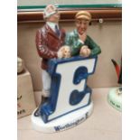 Worthington's Ale E ceramic Beswick advertising figural group. {24 cm H x 15 cm W x 5 cm D}.