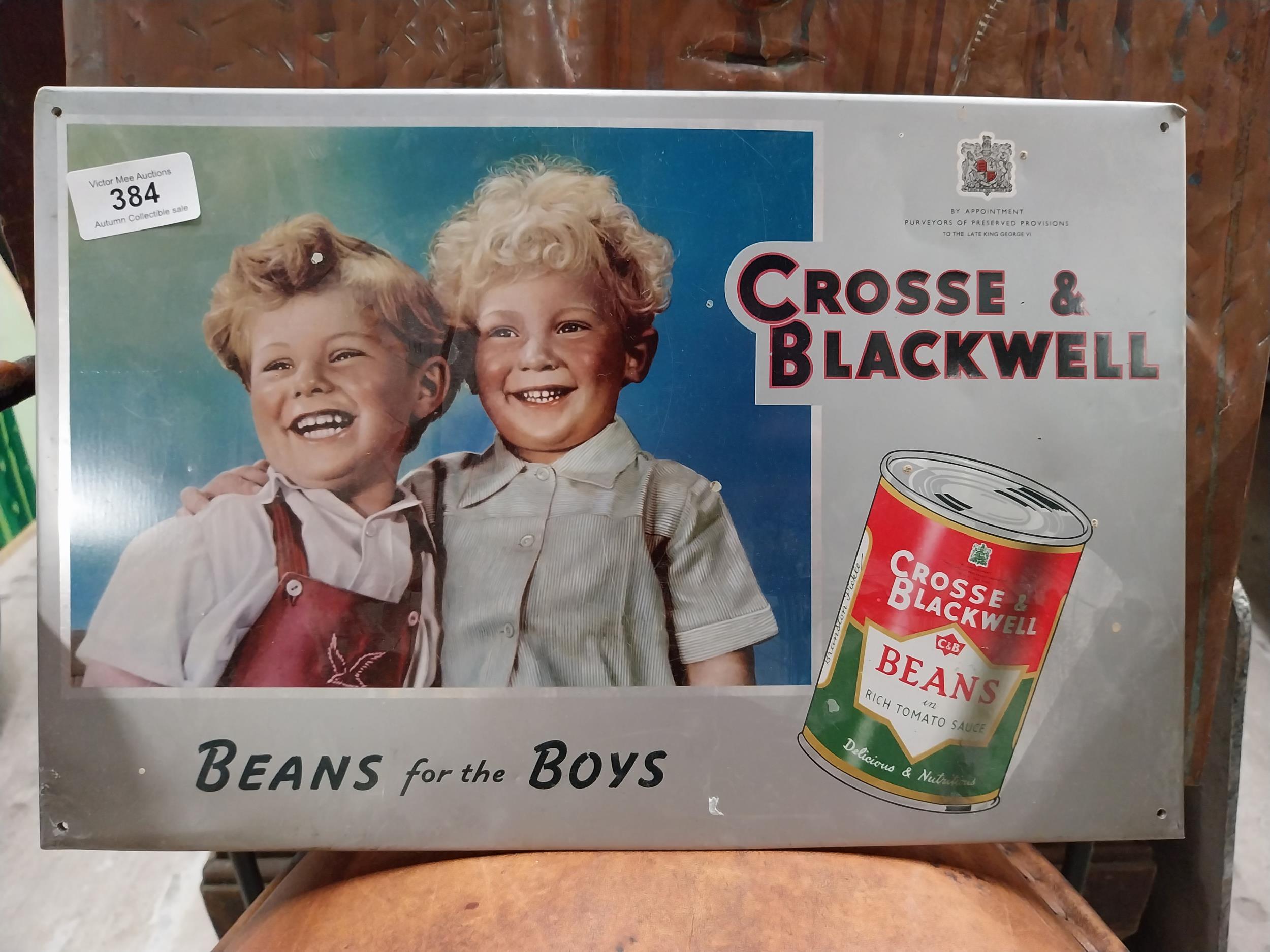 Crosse and Blackwell Beans for the Boys tin plate advertising sign. {24 cm H x 37 cm W}. - Image 4 of 4