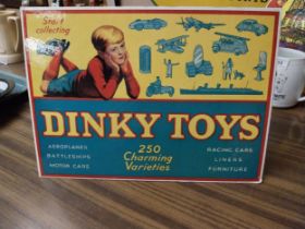 1950's Dinky Toys 250 Charming Varieties advertising cardboard showcard. {24 cm H x 32 cm W}