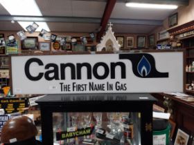 Cannon The First Name in Gas hanging light up advertising sign. {24 cm H x 95 cm W x 10 cm D}.