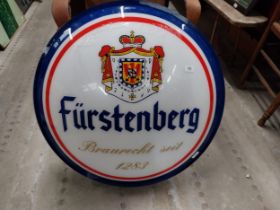 Furstenberg Lager light up advertising sign. {79 cm Dia.}