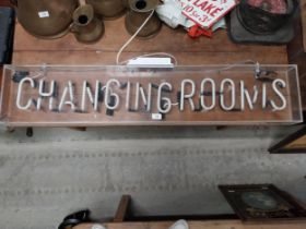 Neon Changing Rooms Perspex light up sign in working order. {25 cm H x 125 cm W x 9 cm D}