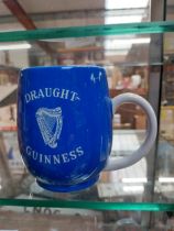 Draught Guinness Carleton Ware blue ceramic advertising mug. {10cm H}.
