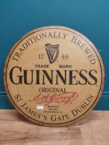 Guinness Traditionally Brewed wooden advertising board. {60 cm Dia.}