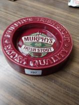 Murphy's Irish Stout ceramic advertising ashtray. {4 cm H x 20 cm W}