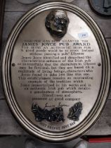 James Joyce Pub Award wall plaque. {51 cm H x 39 cm W}.