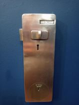 Large brass toilet door lock {H 30cm x W 10cm }.