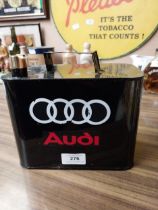 Audi half gallon metal petrol can. {18 cm H x 20 cm W x 12 cm D}.