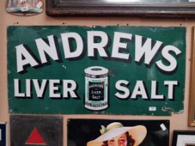 Early 20th C. Andrews Liver Salts enamel advertising sign. {51 cm H x 101 cm W}.