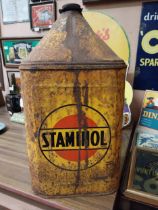 1950's Staminol Metal oil can. {51 cm H x 26 cm W x 26 cm D}.