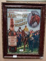 Welcome to the Winners Enclosure Jameson Irish Whiskey advertising print in wooden frame. {57 cm H x