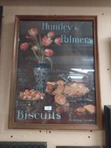 Huntley and Palmers Biscuits framed showcard. {68 cm H x 51 cm W}.