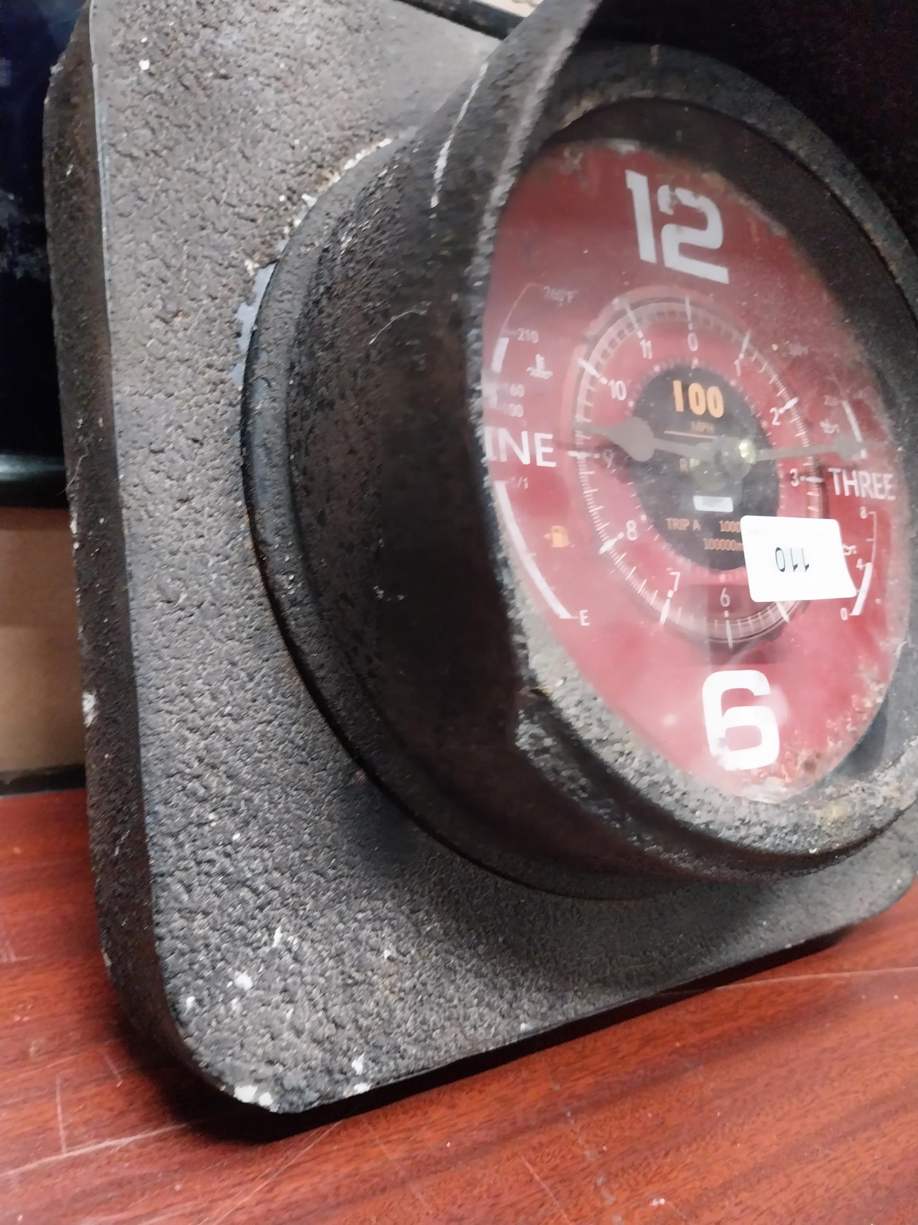 Novelty clock in form of speedometer. {29 cm H x 29 cm W}. - Image 2 of 7