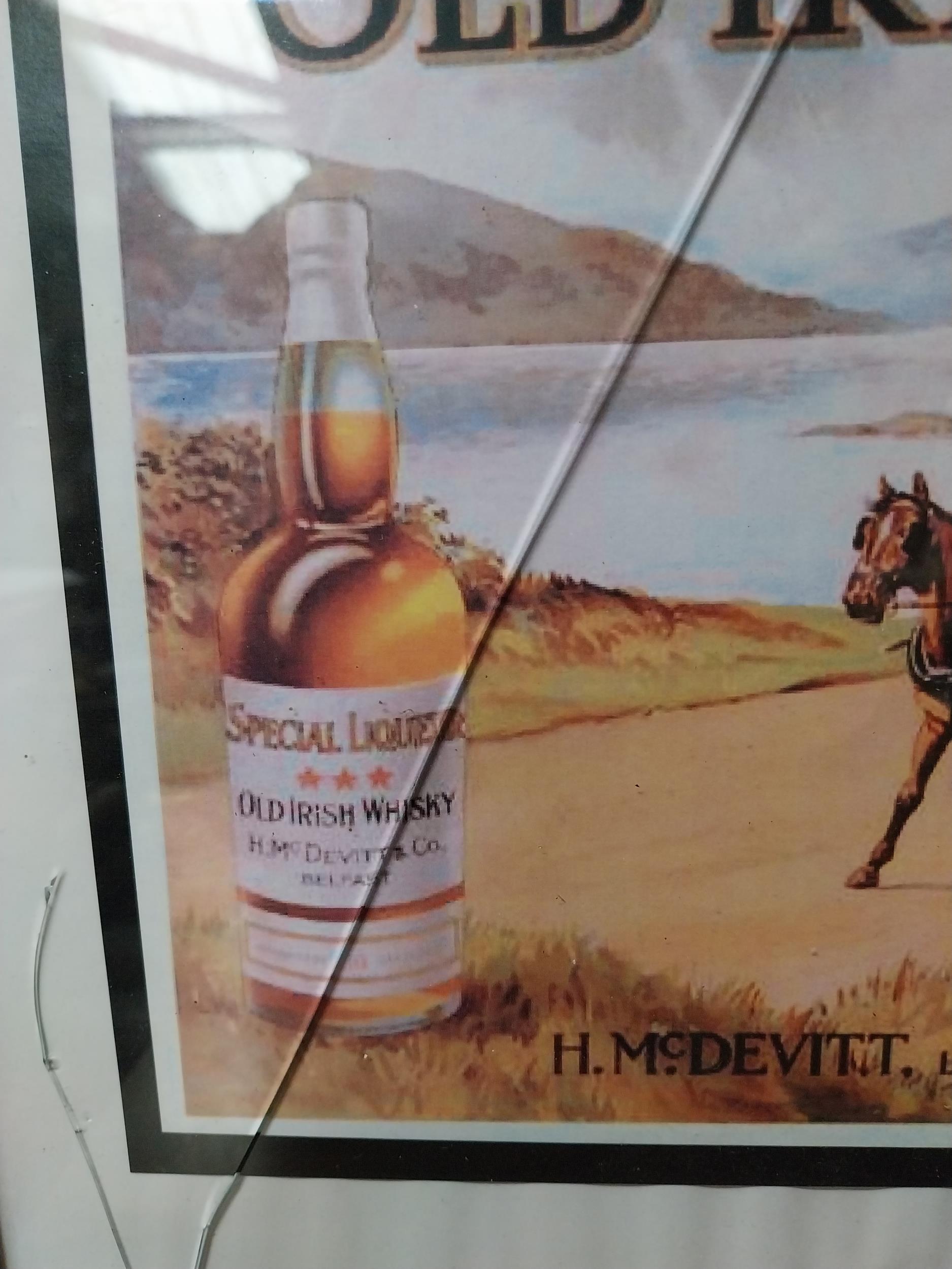 McDevitt and Co Old Irish Whiskey framed advertising print. {32 cm H x 40 cm W}. - Image 3 of 7