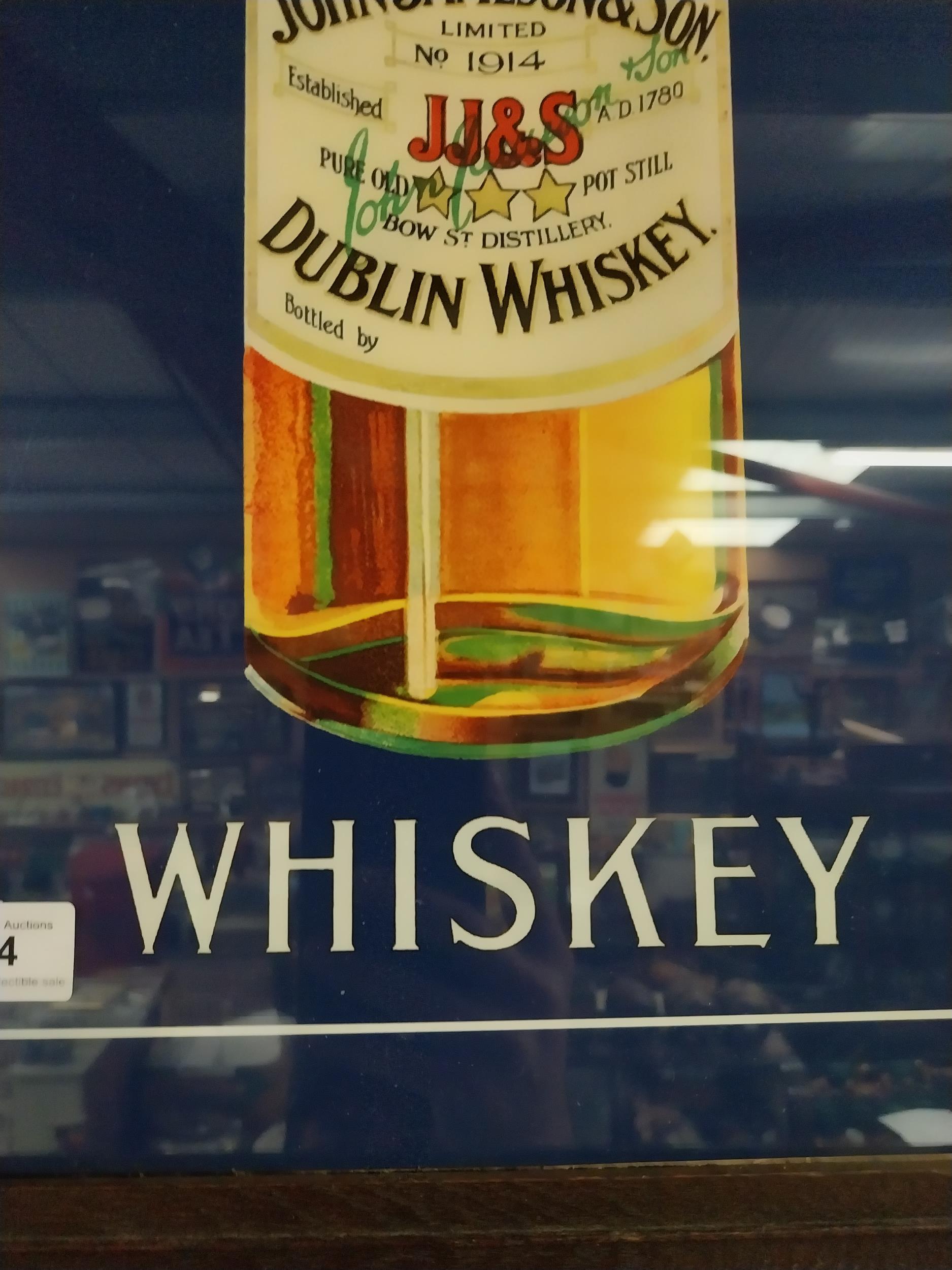 John Jameson's Whiskey print in stamped oak frame. {74 cm H x 49 cm W}. - Image 3 of 6