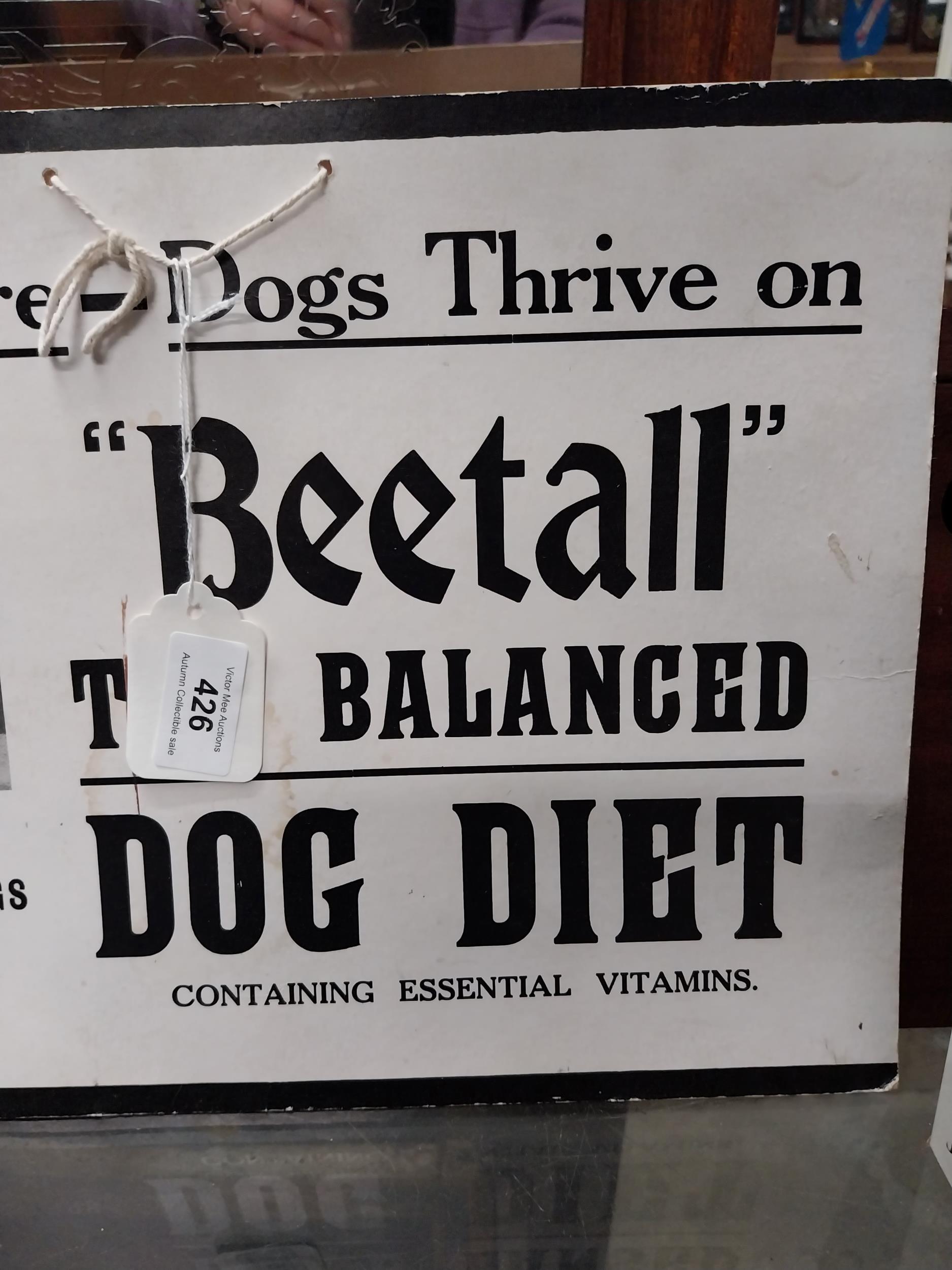 Beetall The Balanced Dog Diet cardboard showcard. {27 cm H x 38 cm W}. - Image 3 of 4