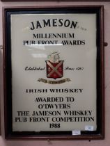 Jameson Millenium Pub Front Awards 1988 awarded to O'Dwyers reverse painted glass adverting sign. {