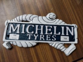 Michelin Tyre alloy advertising sign. {18 cm H x 33 cm W}.