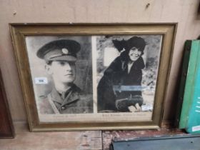 Michael Collins and Kitty Kiernan framed black and white print. {38 cm H x 48 cm W}.