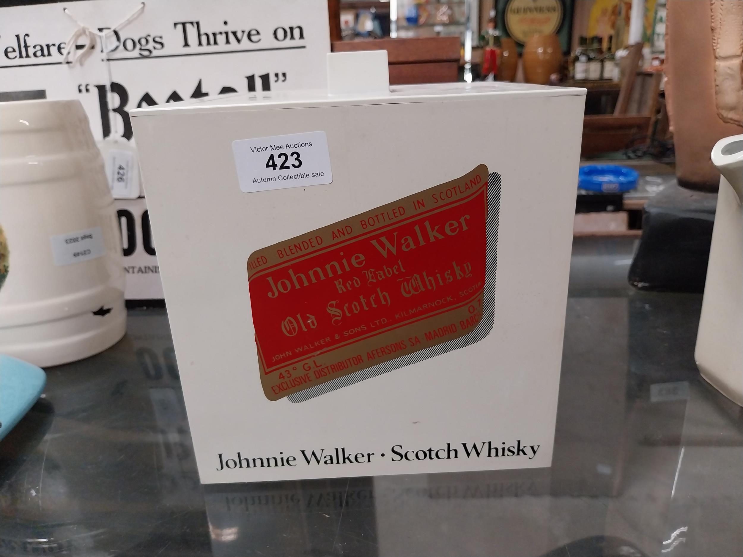 Johnny Walker Whisky Perspex ice box. {18 cm H x 18 cm W x 18 cm D}}.