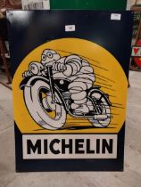 Michelin Tyres tin plate advertising sign. {70 cm H x 50 cm W}.