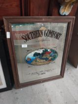 Southern Comfort framed advertising mirror. {60 cm H x 50 cm W}.