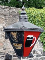 Smithwicks Guinness Harp advertising street lantern with wrought iron bracket {H 110cm x W 80cm x