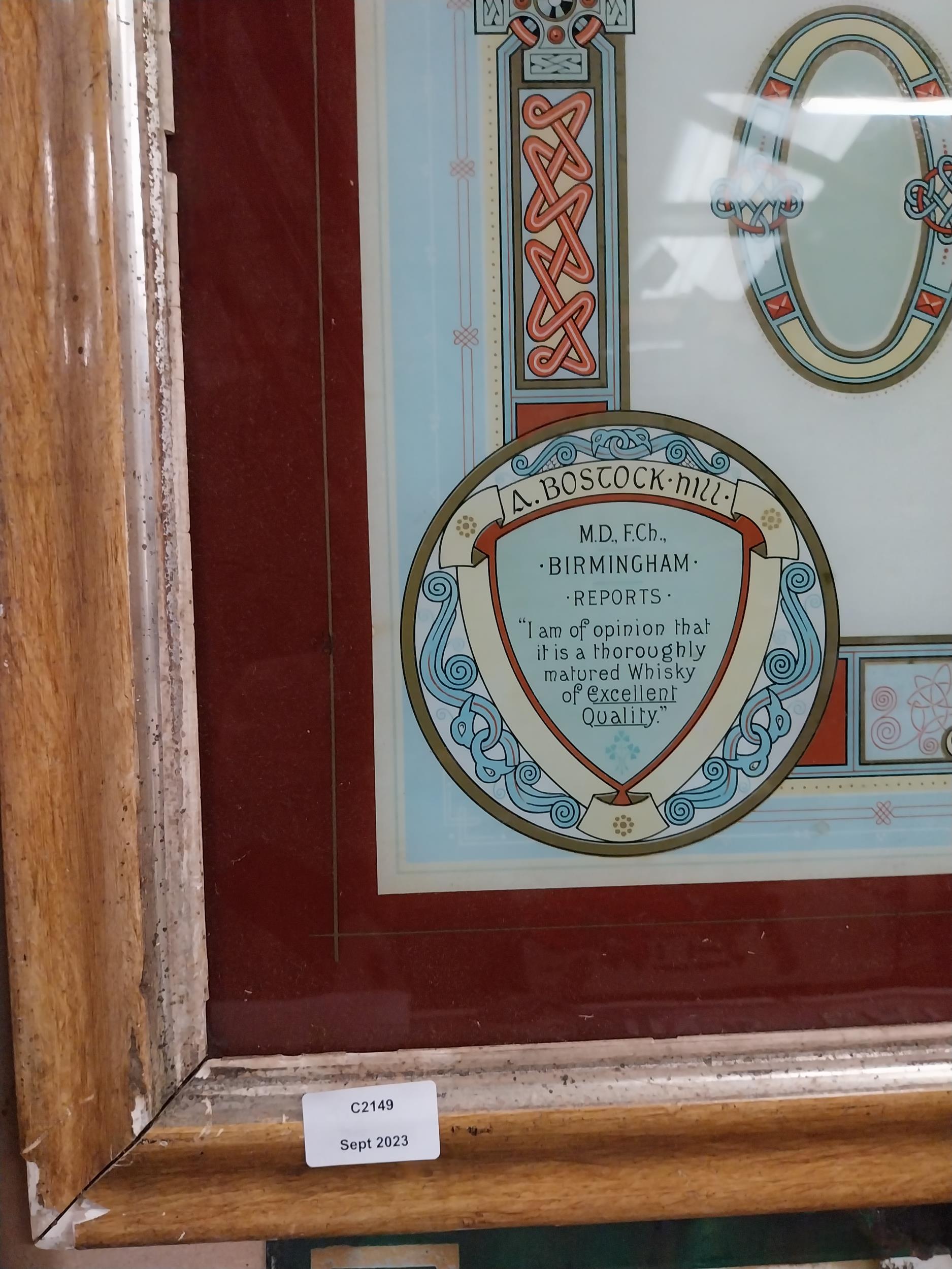 Rare late 19th C. McConnell's Old Irish Whiskey Belfast reverse painted glass advertising sign - Image 3 of 12