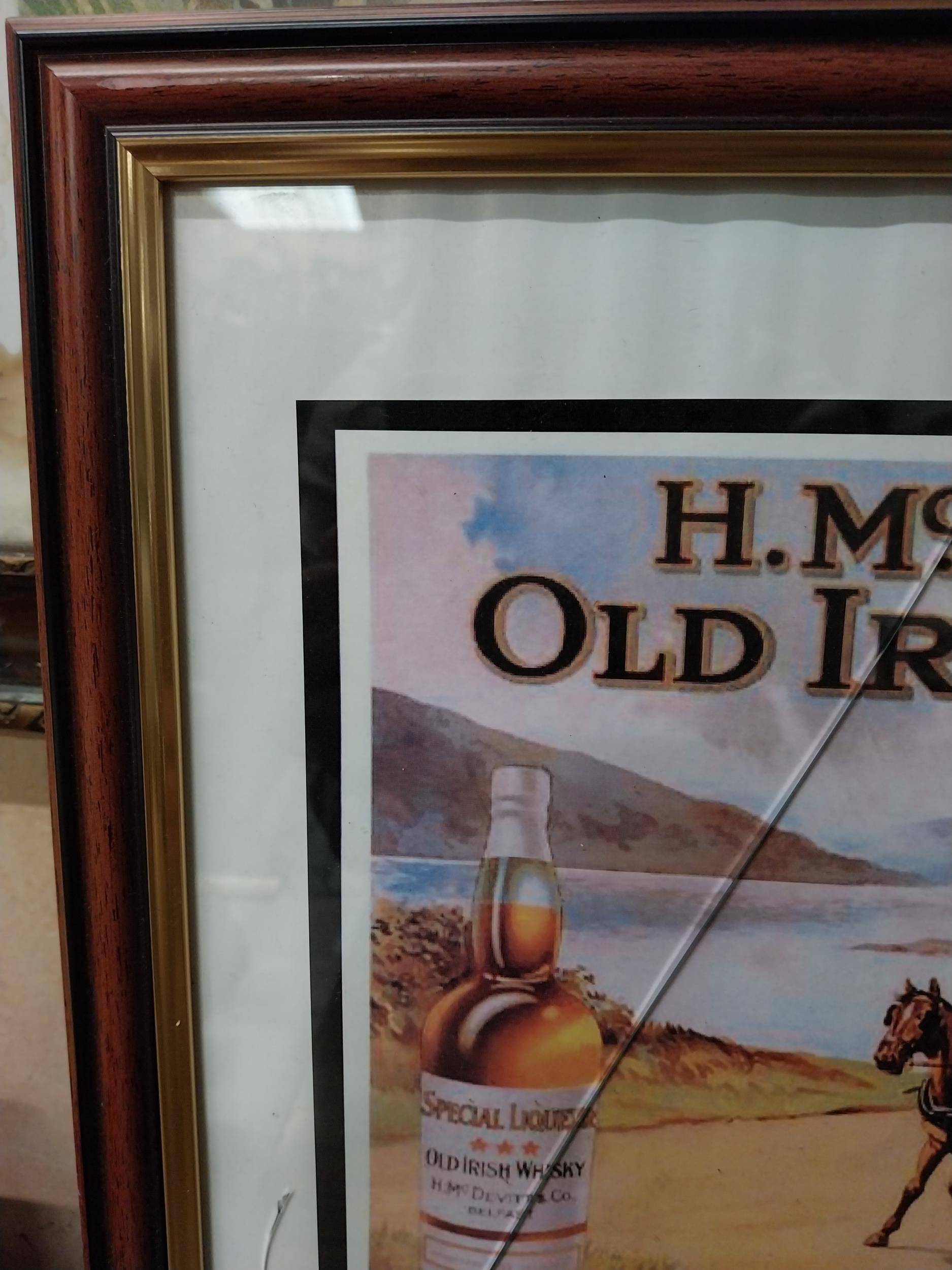 McDevitt and Co Old Irish Whiskey framed advertising print. {32 cm H x 40 cm W}. - Image 4 of 7