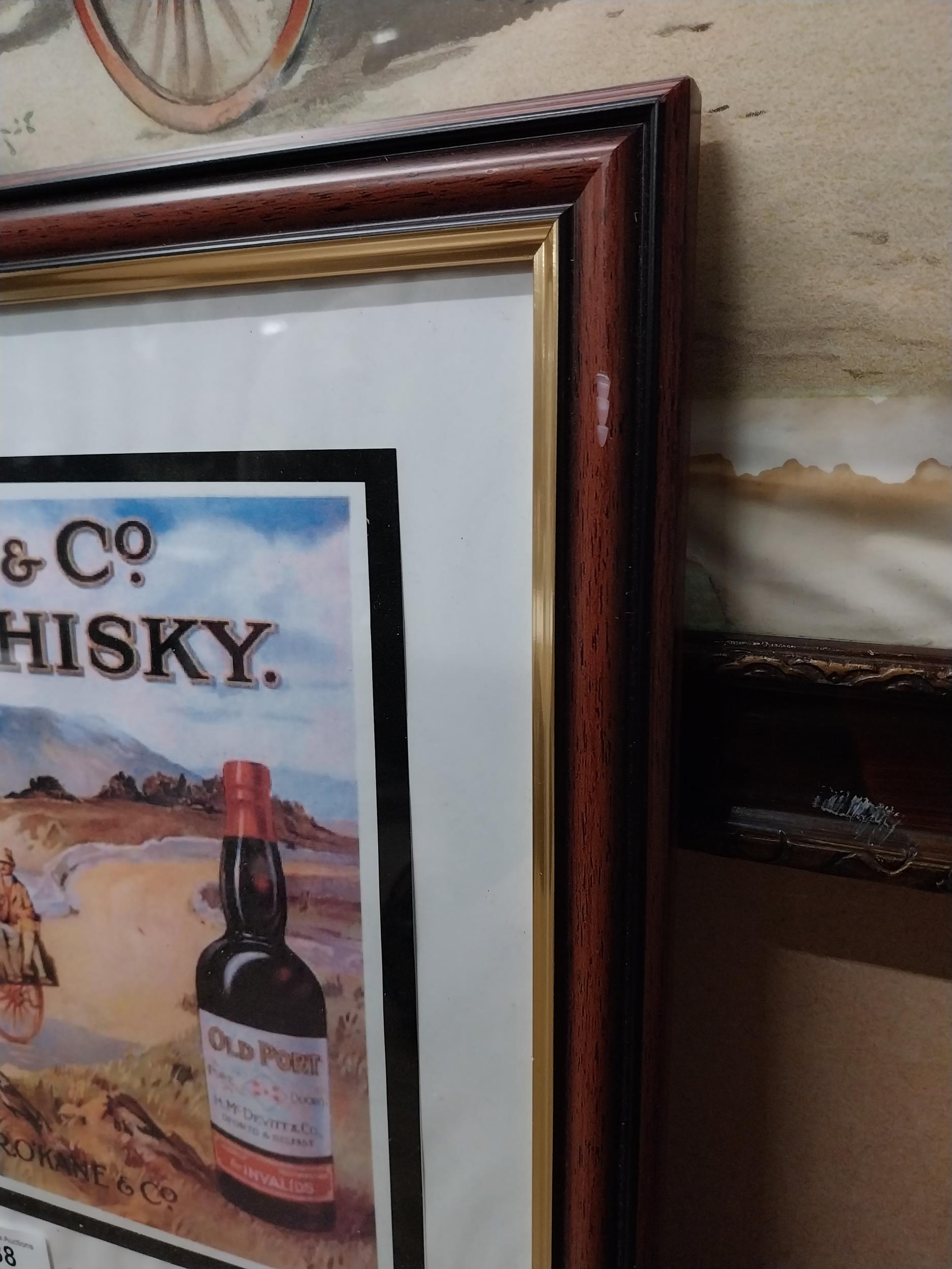 McDevitt and Co Old Irish Whiskey framed advertising print. {32 cm H x 40 cm W}. - Image 6 of 7