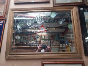 William Younger & Co's Indian Pale Ale Edinburgh framed advertising mirror. {70 cm H x 94 cm W}.