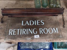 1930's Brass and glass double sided Ladies Retiring Room. {29 cm H x 58 cm W}.