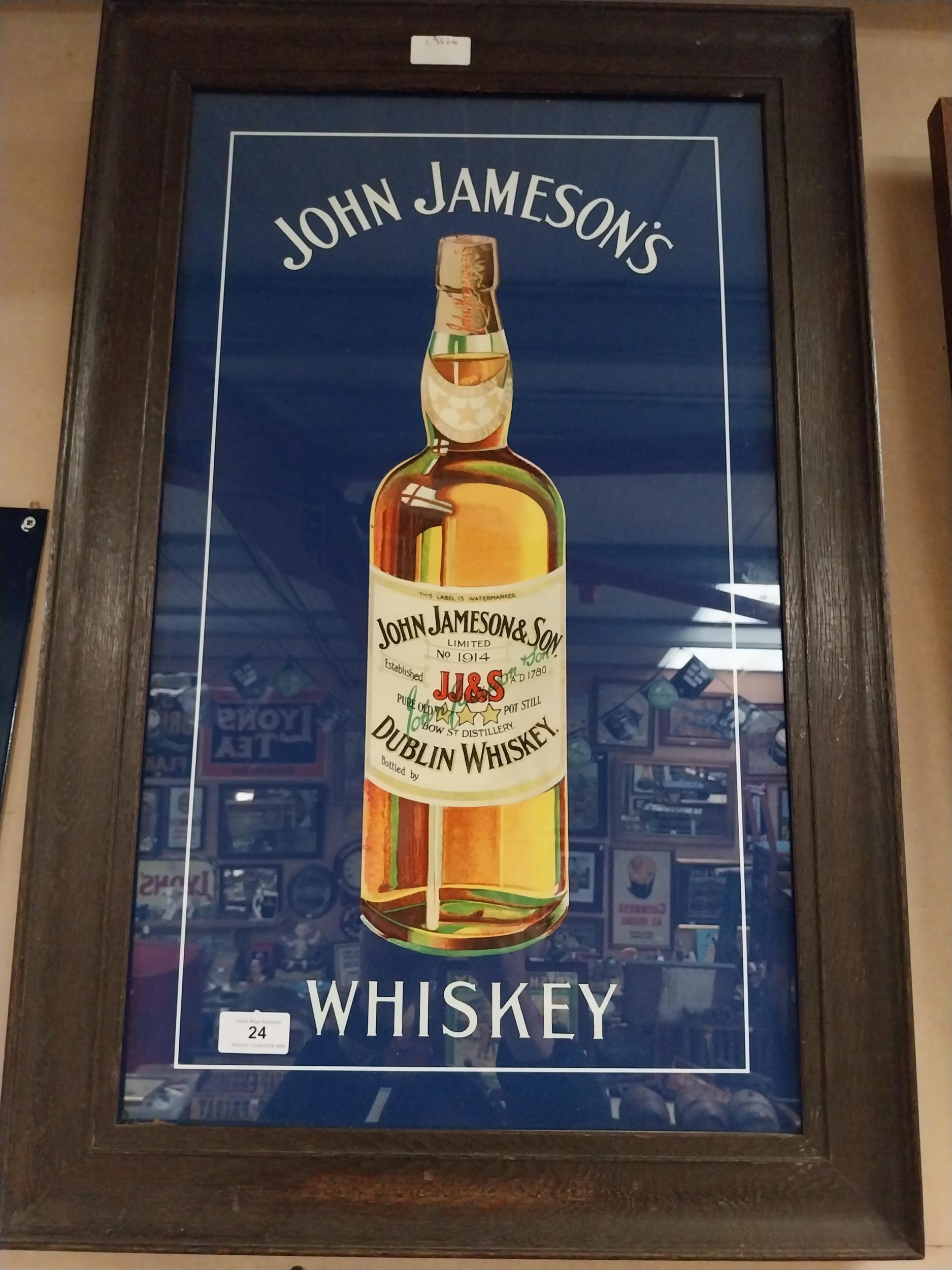 John Jameson's Whiskey print in stamped oak frame. {74 cm H x 49 cm W}. - Image 6 of 6